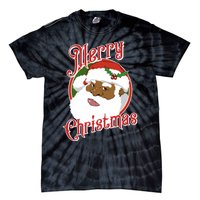 Merry Christmas African American Santa Claus Long Sleeve Tie-Dye T-Shirt