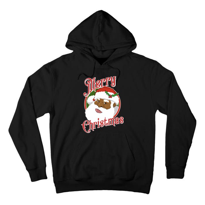 Merry Christmas African American Santa Claus Long Sleeve Tall Hoodie