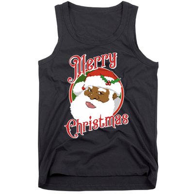 Merry Christmas African American Santa Claus Long Sleeve Tank Top