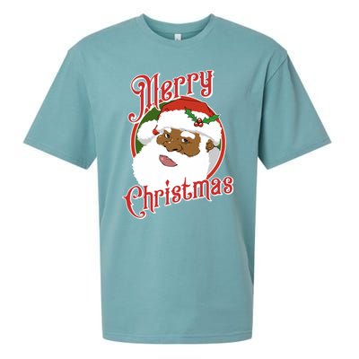 Merry Christmas African American Santa Claus Long Sleeve Sueded Cloud Jersey T-Shirt