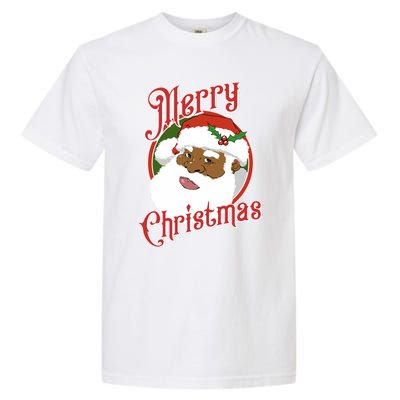 Merry Christmas African American Santa Claus Long Sleeve Garment-Dyed Heavyweight T-Shirt