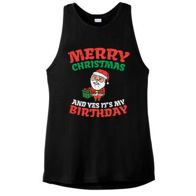 Merry Christmas And Yes Its My Birthday Born On Xmas Gift Ladies PosiCharge Tri-Blend Wicking Tank