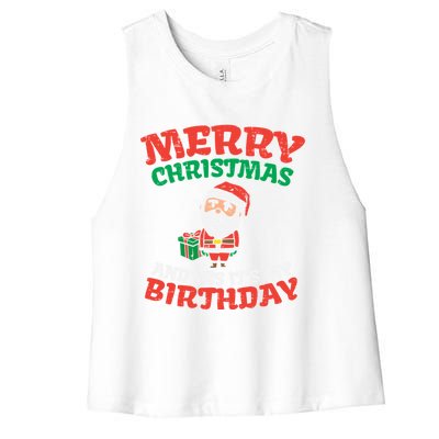 Merry Christmas And Yes Its My Birthday Born On Xmas Gift Women's Racerback Cropped Tank