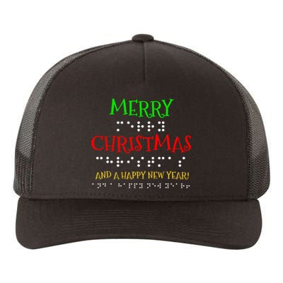 Merry Christmas And A Happy New Year Braille Dots Yupoong Adult 5-Panel Trucker Hat