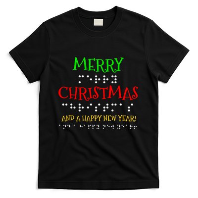 Merry Christmas And A Happy New Year Braille Dots T-Shirt