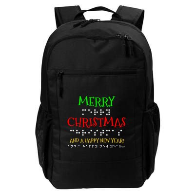 Merry Christmas And A Happy New Year Braille Dots Daily Commute Backpack