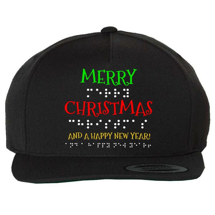 Merry Christmas And A Happy New Year Braille Dots Wool Snapback Cap