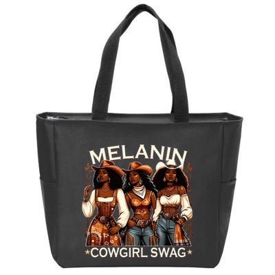 Melanin Cow African Melanin Cowgirl Swag Black History Zip Tote Bag