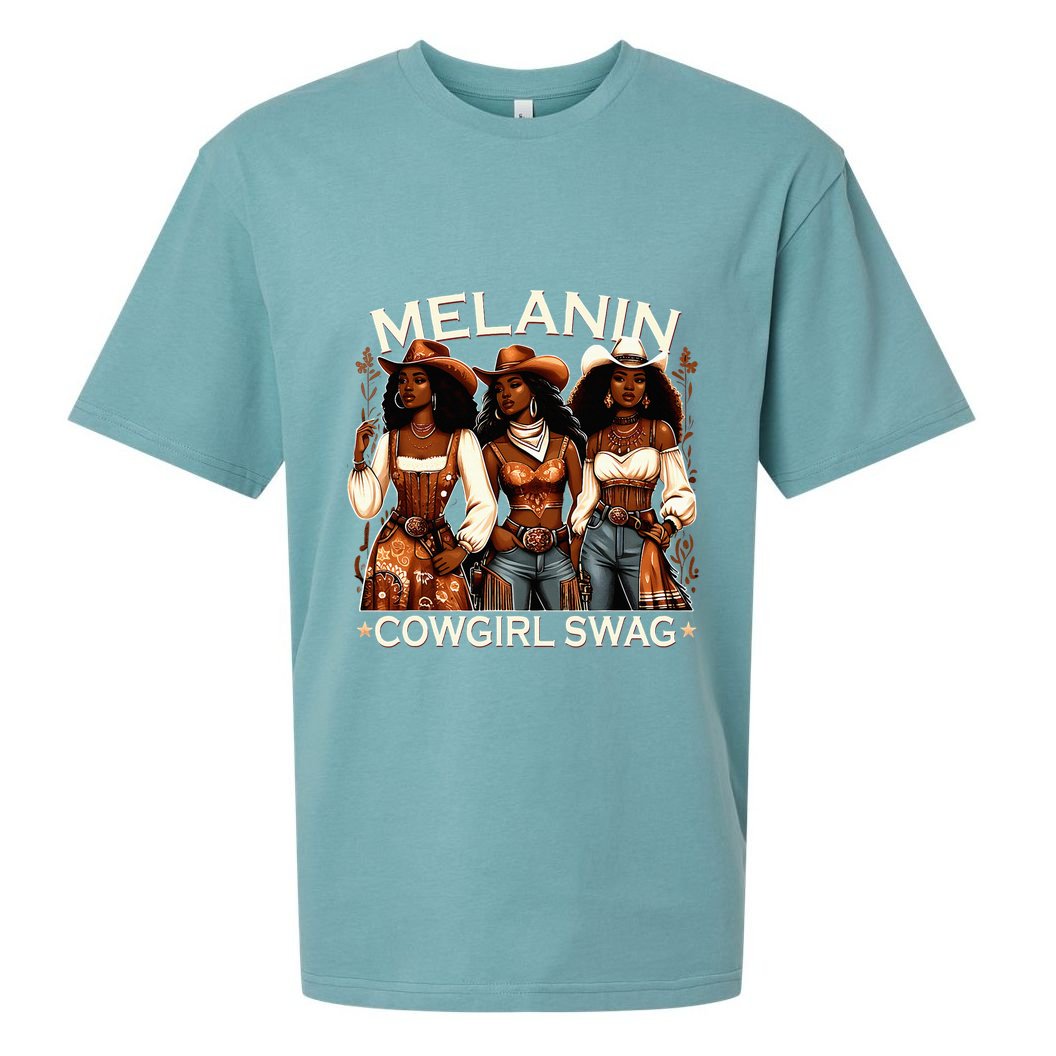 Melanin Cow African Melanin Cowgirl Swag Black History Sueded Cloud Jersey T-Shirt