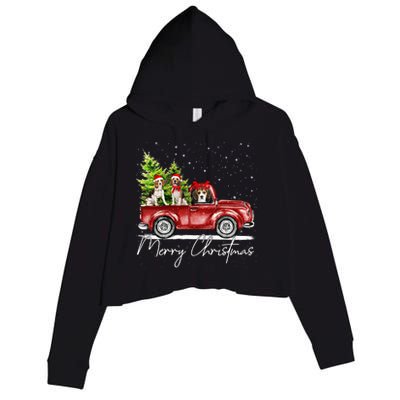 Merry Christmas Beagle Santa Red Truck Xmas Light Reindeer Great Gift Crop Fleece Hoodie