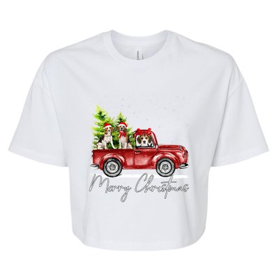 Merry Christmas Beagle Santa Red Truck Xmas Light Reindeer Great Gift Bella+Canvas Jersey Crop Tee