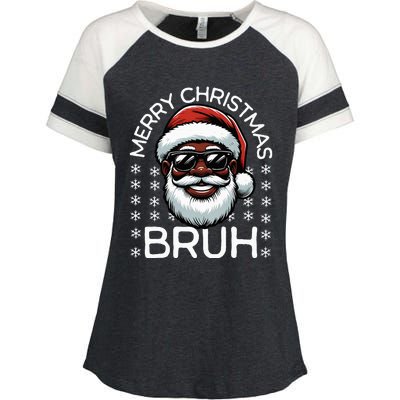 Merry Christmas Bruh Funny Santa Claus  Enza Ladies Jersey Colorblock Tee