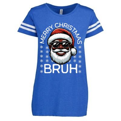 Merry Christmas Bruh Funny Santa Claus  Enza Ladies Jersey Football T-Shirt