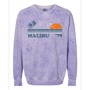 Malibu California Beach Retro Sun Surfing 70S Gift Colorblast Crewneck Sweatshirt