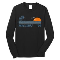 Malibu California Beach Retro Sun Surfing 70S Gift Long Sleeve Shirt