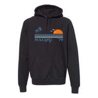 Malibu California Beach Retro Sun Surfing 70S Gift Premium Hoodie