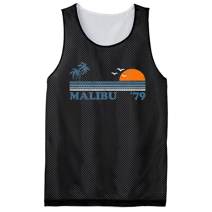 Malibu California Beach Retro Sun Surfing 70S Gift Mesh Reversible Basketball Jersey Tank