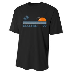 Malibu California Beach Retro Sun Surfing 70S Gift Performance Sprint T-Shirt