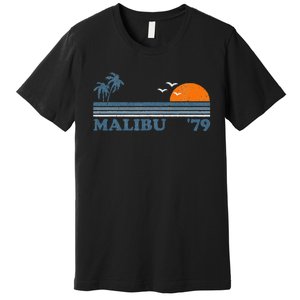 Malibu California Beach Retro Sun Surfing 70S Gift Premium T-Shirt