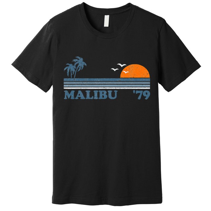 Malibu California Beach Retro Sun Surfing 70S Gift Premium T-Shirt