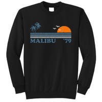 Malibu California Beach Retro Sun Surfing 70S Gift Tall Sweatshirt