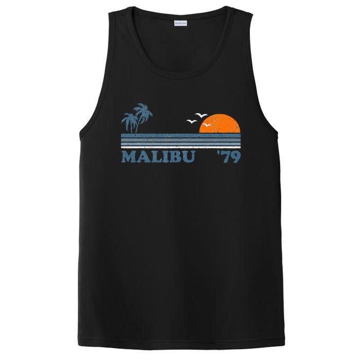 Malibu California Beach Retro Sun Surfing 70S Gift PosiCharge Competitor Tank