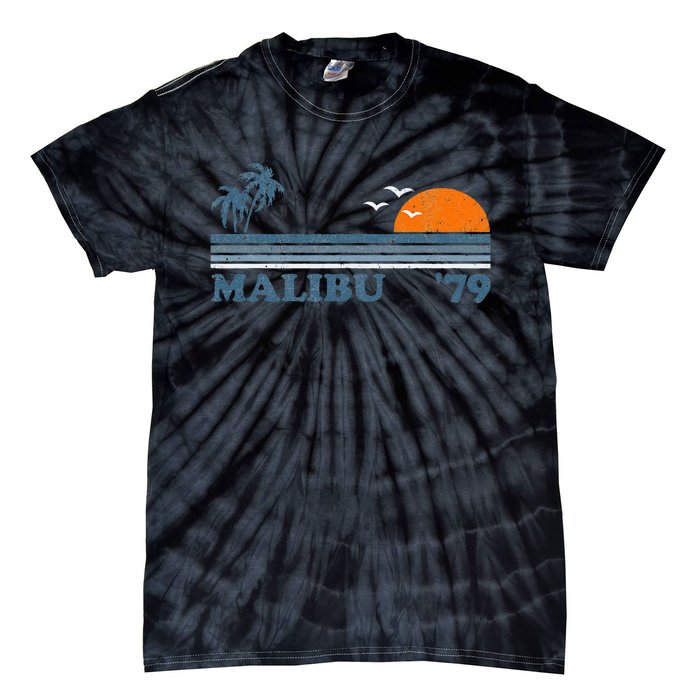 Malibu California Beach Retro Sun Surfing 70S Gift Tie-Dye T-Shirt