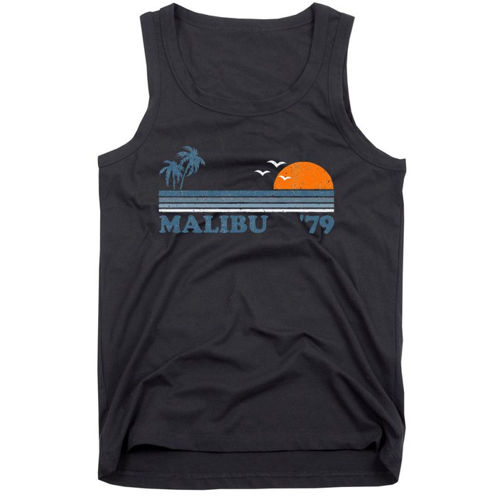 Malibu California Beach Retro Sun Surfing 70S Gift Tank Top