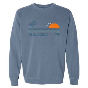 Malibu California Beach Retro Sun Surfing 70S Gift Garment-Dyed Sweatshirt