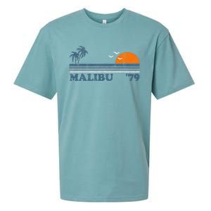 Malibu California Beach Retro Sun Surfing 70S Gift Sueded Cloud Jersey T-Shirt