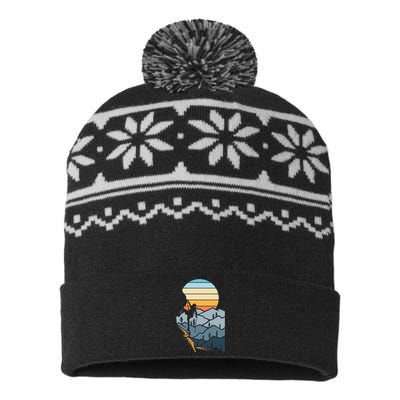 Mountain Climber Boulder Sports Hobby Rock Climbing USA-Made Snowflake Beanie