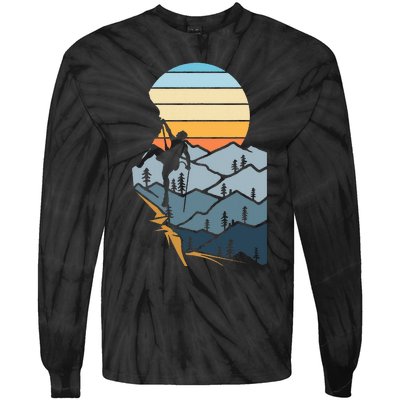 Mountain Climber Boulder Sports Hobby Rock Climbing Tie-Dye Long Sleeve Shirt