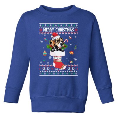 Merry Christmas Beagle In Sock Dog Funny Ugly Xmas Cool Gift Toddler Sweatshirt