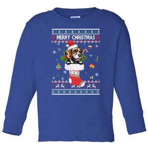 Merry Christmas Beagle In Sock Dog Funny Ugly Xmas Cool Gift Toddler Long Sleeve Shirt