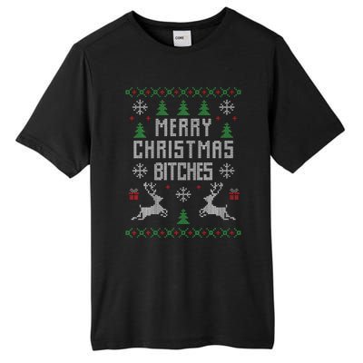 Merry Christmas Bitches Funny Reindeer Ugly Christmas Funny Tall Fusion ChromaSoft Performance T-Shirt