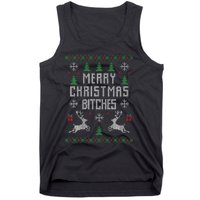 Merry Christmas Bitches Funny Reindeer Ugly Christmas Funny Tank Top