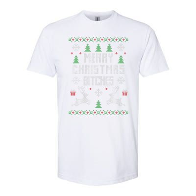 Merry Christmas Bitches Funny Reindeer Ugly Christmas Funny Softstyle CVC T-Shirt