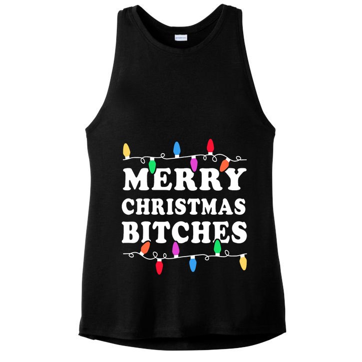 Merry Christmas Bitches Inappropriate Christmas Ladies PosiCharge Tri-Blend Wicking Tank