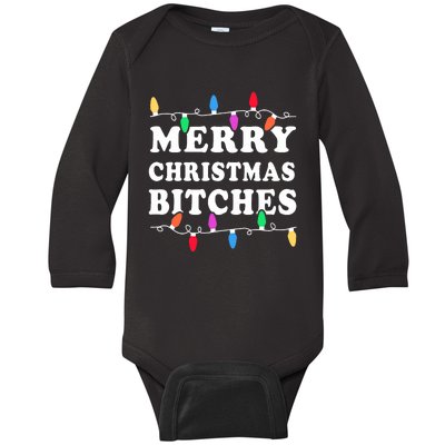 Merry Christmas Bitches Inappropriate Christmas Baby Long Sleeve Bodysuit