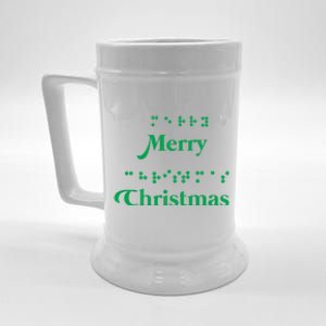 Merry Christmas Braille Alphabet Dots Xmas Top Holiday Gifts Long Sleeve Beer Stein