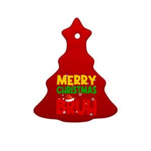 Merry Christmas Bruh Xmas Santa Claus Snow Flake Ceramic Tree Ornament