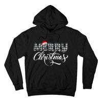 Merry Christmas Buffalo Black And White Plaid Hoodie