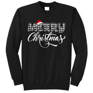 Merry Christmas Buffalo Black And White Plaid Sweatshirt