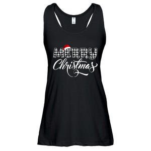 Merry Christmas Buffalo Black And White Plaid Ladies Essential Flowy Tank