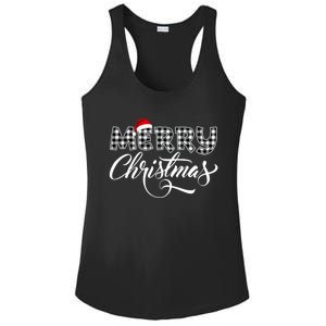 Merry Christmas Buffalo Black And White Plaid Ladies PosiCharge Competitor Racerback Tank