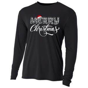 Merry Christmas Buffalo Black And White Plaid Cooling Performance Long Sleeve Crew