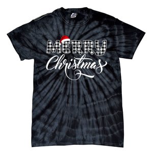 Merry Christmas Buffalo Black And White Plaid Tie-Dye T-Shirt