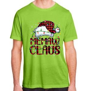 Merry Christmas Buffalo Plaid Red Santa Hat Memaw Claus Long Sleeve Adult ChromaSoft Performance T-Shirt