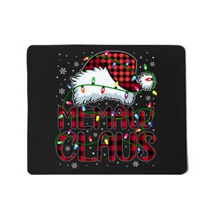 Merry Christmas Buffalo Plaid Red Santa Hat Memaw Claus Long Sleeve Mousepad