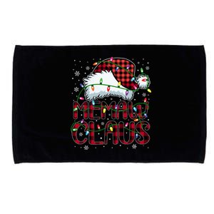 Merry Christmas Buffalo Plaid Red Santa Hat Memaw Claus Long Sleeve Microfiber Hand Towel